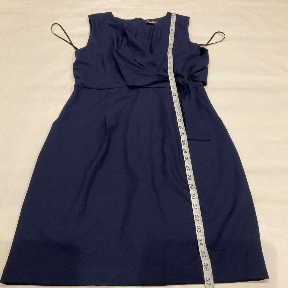 NWT Lulus Zealous Love Navy Tie Front Dress Sleeveless with Pockets Navy Large - Picture 11 of 13